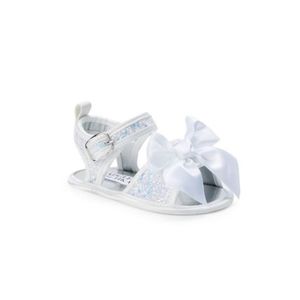 BADGLEY MISCHKA Baby Girl's Bow Sandals, Size 3, Color: White Glitter
